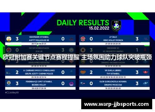 欧冠附加赛关键节点赛程提醒 主场氛围助力球队突破瓶颈 欧冠附加赛关键节点赛程提醒 主场氛围助力球队突破瓶颈